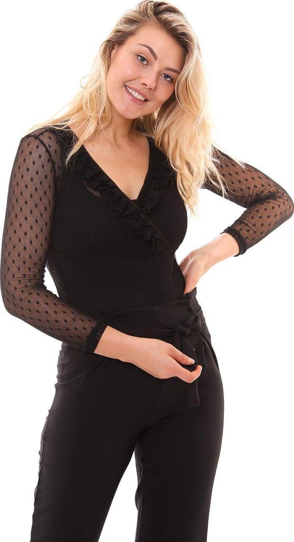 Sense Tül Ön Fırfırlı Agraflı Body | Blz31319 Siyah - Image 1