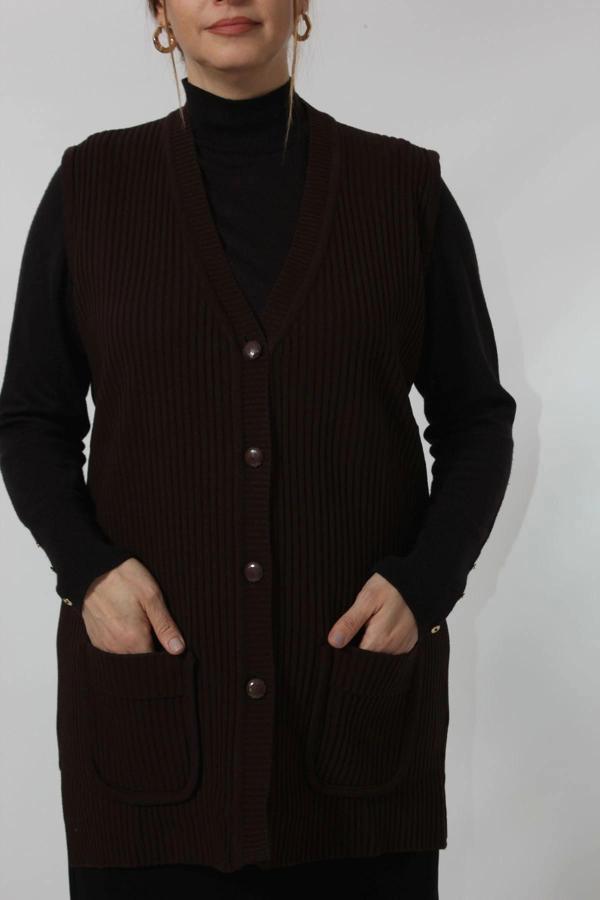 DÜĞMELİ CEPLİ MEVSİMLİK YELEK - Image 1