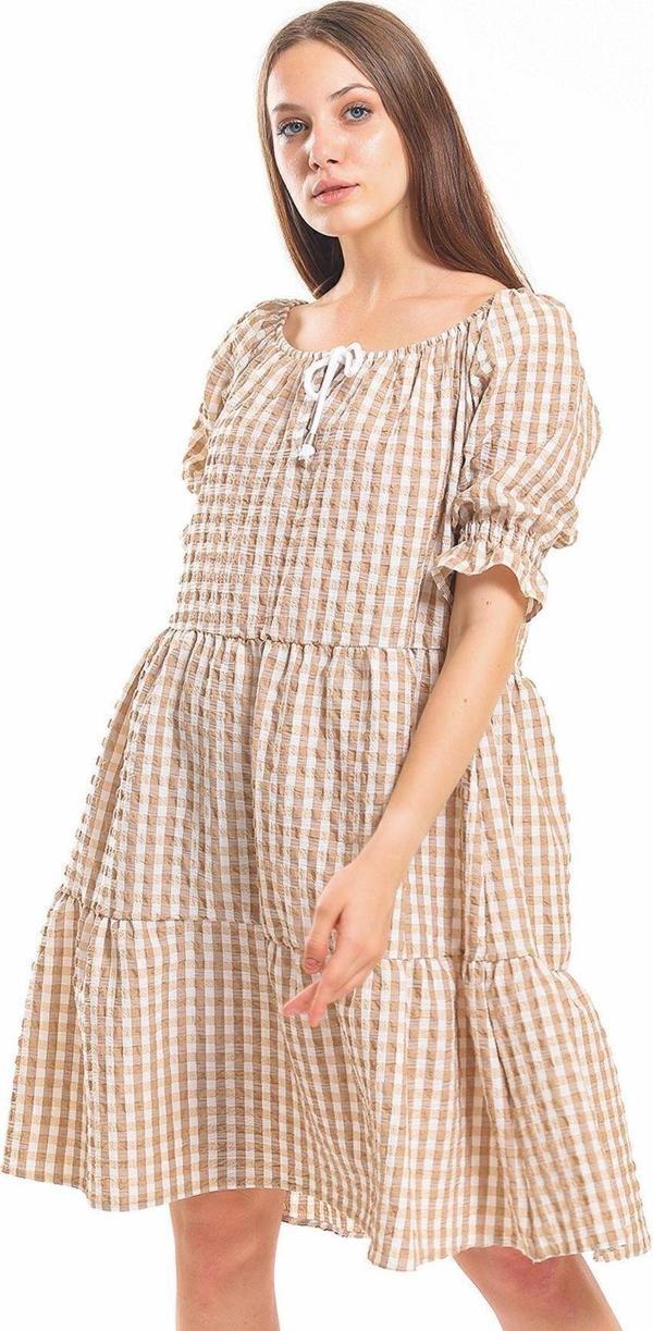 Sense Gipeli Büzgülü Reglan Yaka Gofre Elbise | Elb33651 Vızon - Image 1