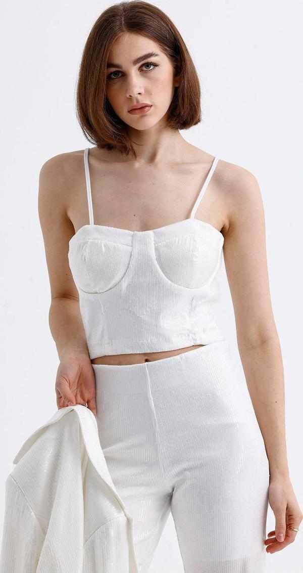 Sense Abiye Payet Bluz | Bust35066 Beyaz - Image 1