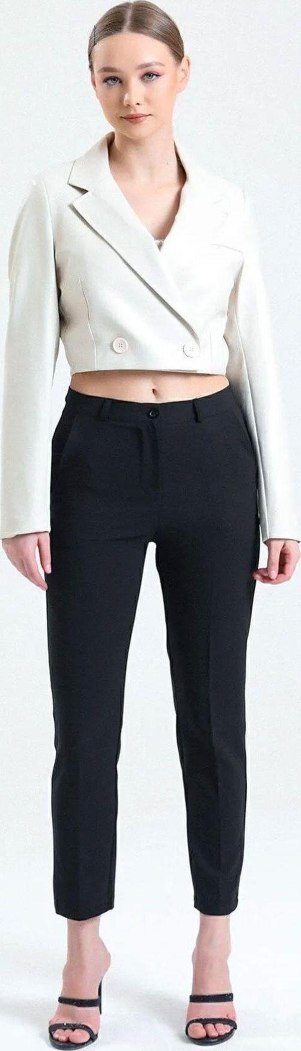 Sense Cigarette 18 Cm Dar Paça Dokuma  Pantolon Siyah - Image 1