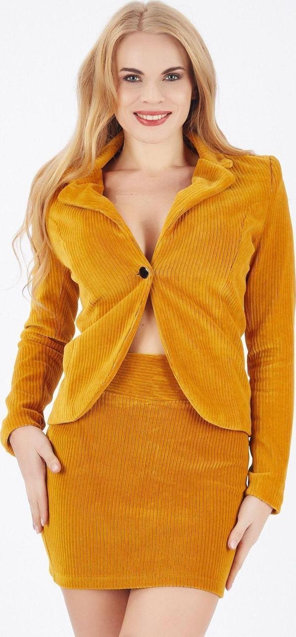 Sense Kadife Fitilli Mini Etek | Etk32409 Hardal - Image 1