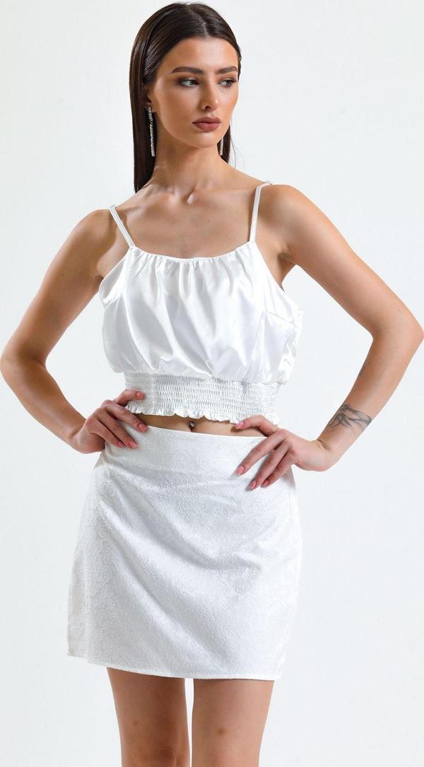 Sense Jakarli Mini Etek_Etk32609 Ekru - Image 1