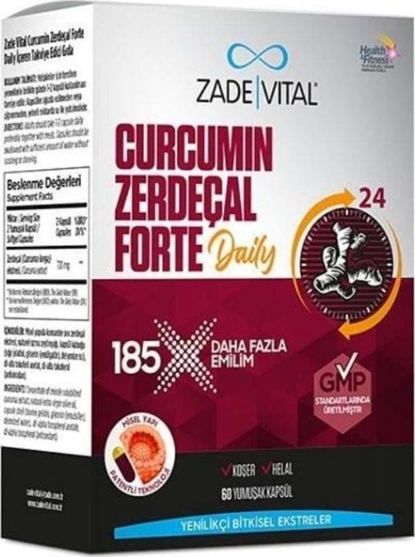Zade Vital Curcumin Zerdeçal Forte Daily 60 Yumuşak Kapsül - Image 1