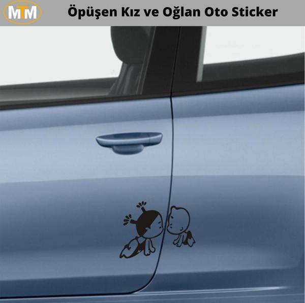 Öpüşen Kız Oglan Oto Sticker 15 CM - Image 1