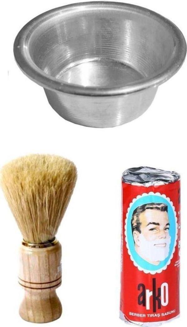 Sakal Fırçası Ve Arko Sabun Köpürtme Tası Hediyeli Tıraş seti - Image 1