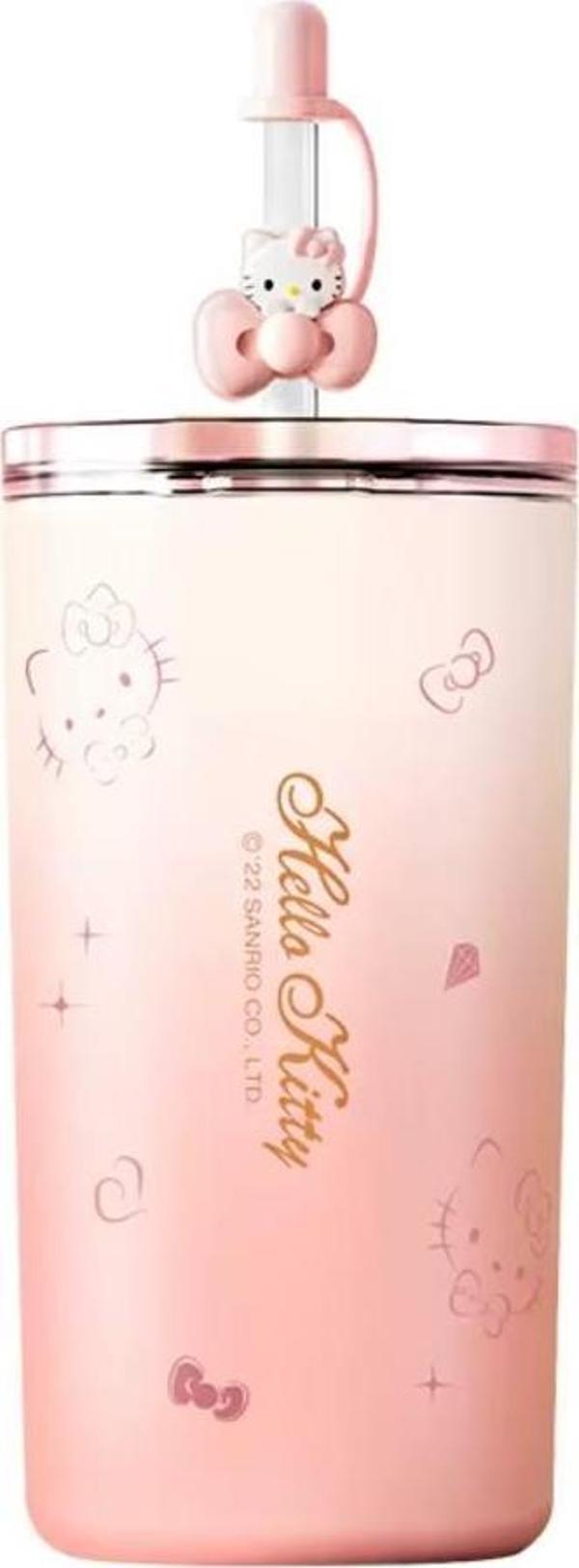 Hello Kitty 480ml Paslanmaz Çelik Pipetli Termos - Image 1