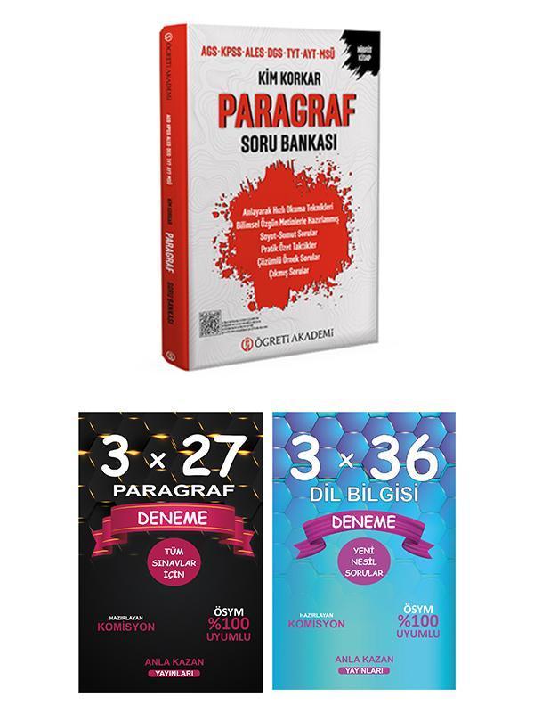 Anla Kazan + Öğreti MEB-AGS ALES DGS TYT AYT MSÜ Paragraf Soru + Anla Kazan Deneme 3 lü Set - Anla Kazan Yayınları - Image 1