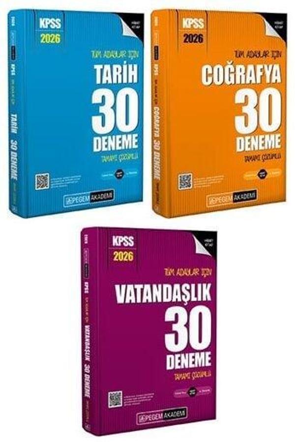 Pegem 2026 KPSS Tarih+Coğrafya+Vatandaşlık 90 Deneme 3 lü Set Pegem Akademi Yayınları - Pegem Akademi Yayıncılık - Image 1