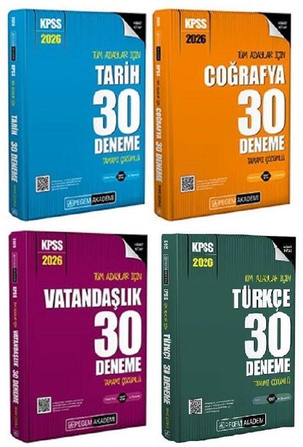 Pegem 2026 KPSS Türkçe+Tarih+Coğrafya+Vatandaşlık 120 Deneme 4 lü Set Pegem Akademi Yayınları - Pegem Akademi Yayıncılık - Image 1