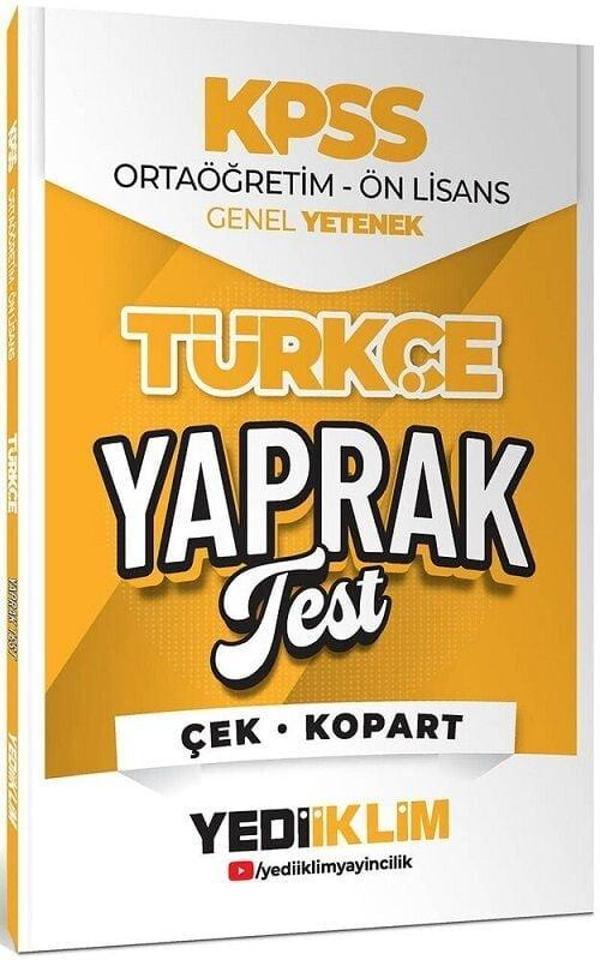 Yediiklim 2026 KPSS Lise Ortaöğretim Ön Lisans Türkçe Yaprak Test Yediiklim Yayınları - Yediiklim Yayınları - Image 1
