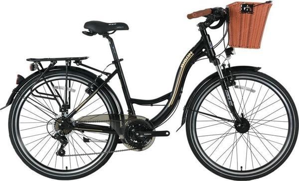 BİSAN SANDY-23 SEPETLİ BAYAN ŞEHİR BİSİKLETİ 43CM V 26 JANT 21 VİTES MAT SİYAH GOLD - Image 1