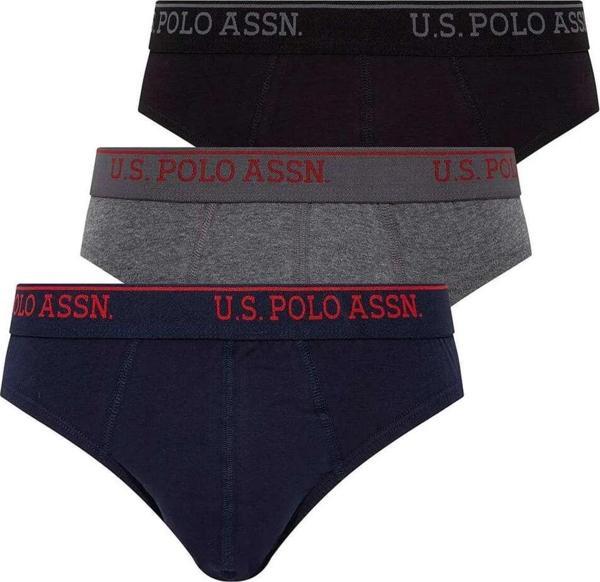 U.S. Polo Assn. Erkek 3'lü Slip Siyah - Antrasit - Lacivert - Image 1