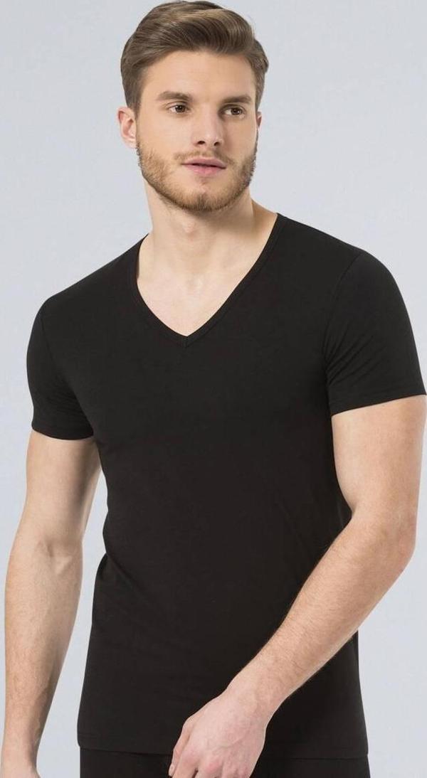 Türen Erkek V Yaka Likralı T-shirt - Image 1