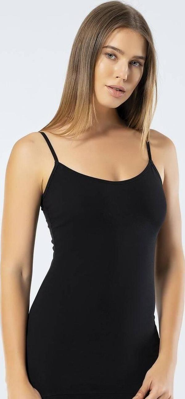 Türen Kadın Ayarlanabilir İp Askılı Likralı Pamuklu Uzun Atlet - Image 1