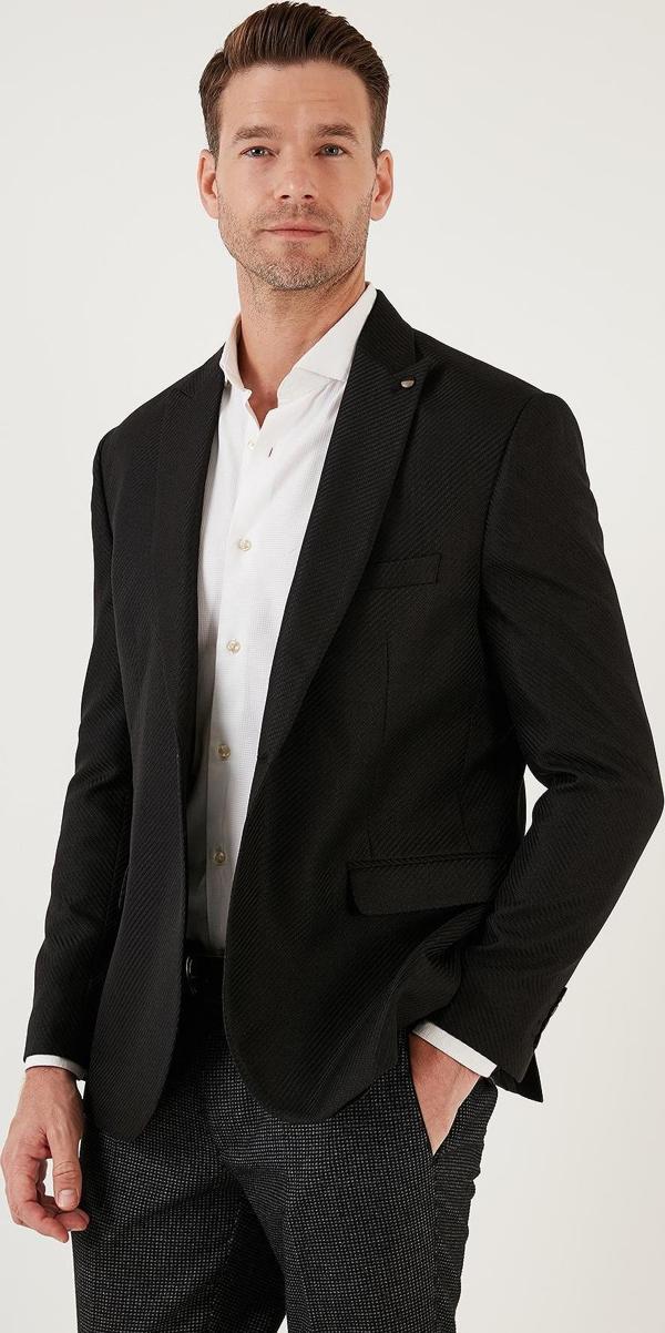 Buratti 6 Drop Çift Yırtmaçlı Slim Fit Blazer Erkek Ceket 659001 SİYAH - Image 1