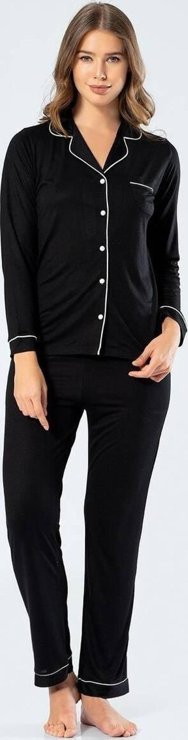 Türen Kadın Uzun Kol Gömlek Yaka Pijama Takım - Image 1