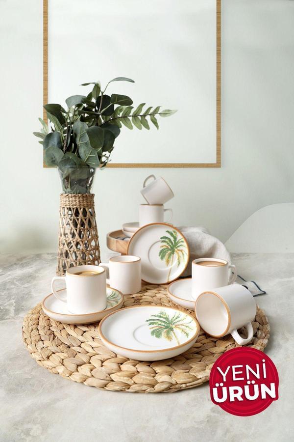 Keramika Bronze Palmiye Nordic Kahve Takımı 12 Parça 6 Kişilik 22902-03 - Image 1