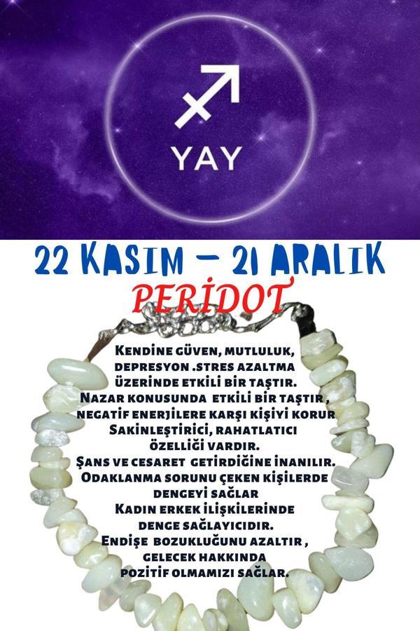 Sertifikalı Burç Taşı Yay Burcu Peridot Taşı Bileklik - Image 1