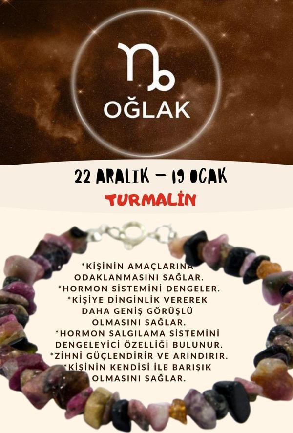 Sertifikalı Burç Taşı Oğlak Burcu Turmalin Taşı Bileklik - Image 1