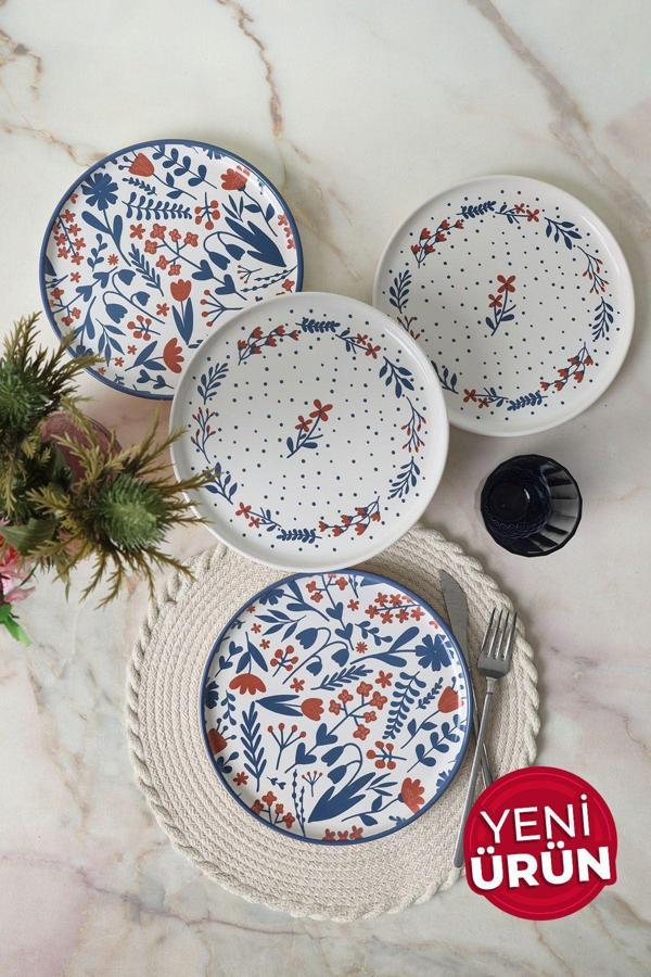 Keramika Dot & Bloom Nordic Pasta Tabağı 22 Cm 4 Adet 22963-64 - Image 1