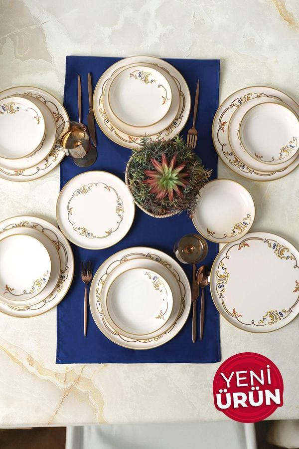 Keramika Bronze Bloom Yemek Takımı 18 Parça 6 Kişilik 22926-27-29 - Image 1