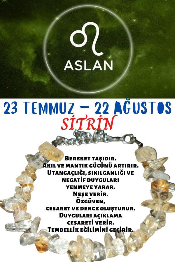 Sertifikalı Burç Taşı Aslan Burcu Sitrin Taşı Bileklik - Image 1