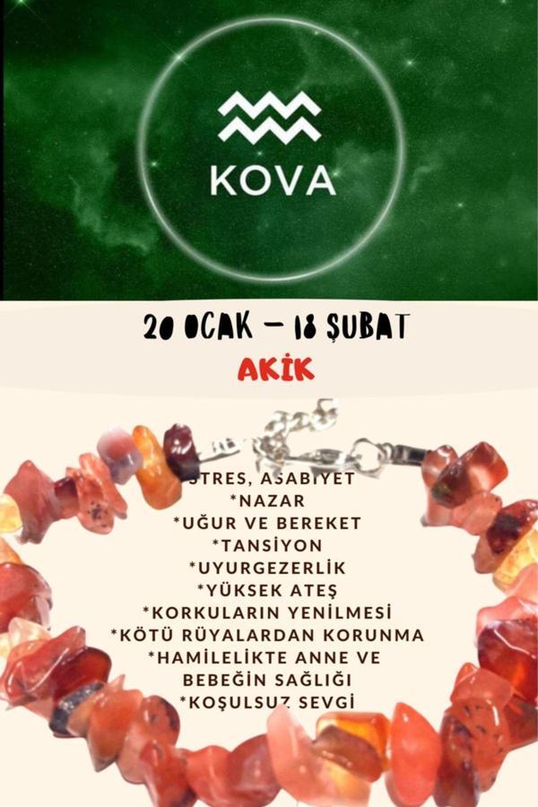Sertifikalı Burç Taşı Kova Burcu Akik Taşı Bileklik - Image 1