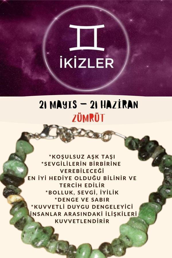 Sertifikalı Burç Taşı Ikizler Burcu Zümrüt Taşı Bileklik - Image 1