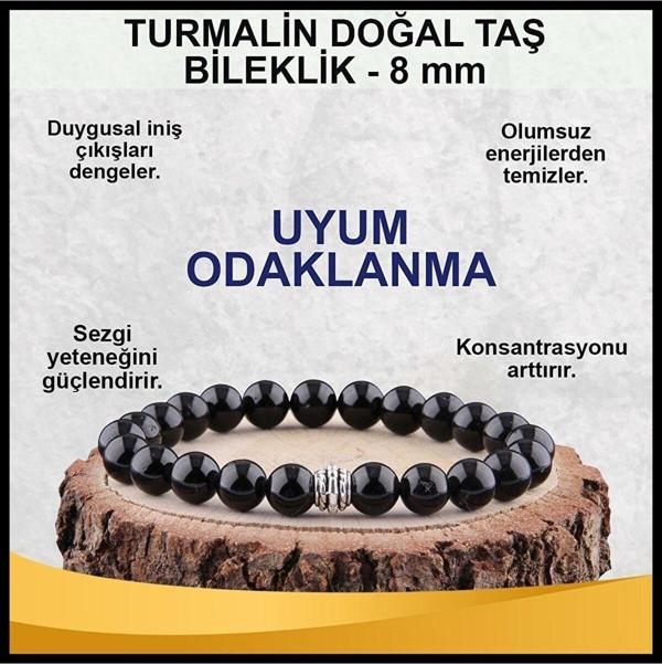 Sertifikalı Siyah Turmalin Doğal Taş Bileklik 8 Mm - Image 1