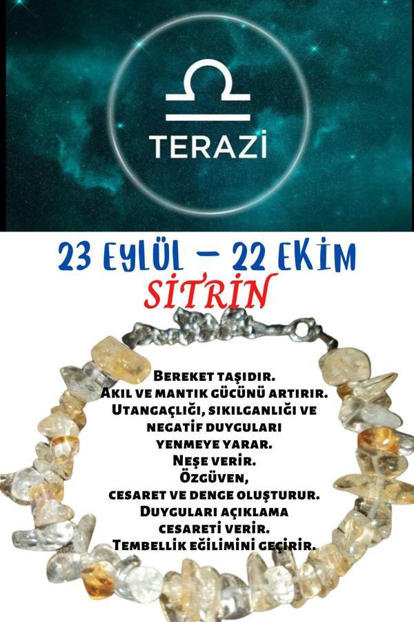 Sertifikalı Burç Taşı Terazi Burcu Sitrin Taşı Bileklik - Image 1