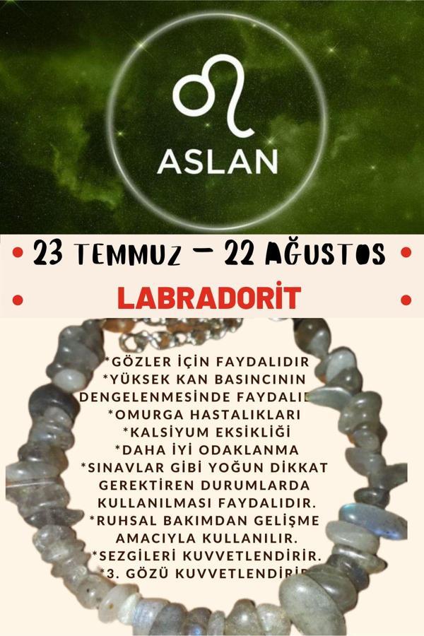 Sertifikalı Burç Taşı Aslan Burcu Labradorit Taşı Bileklik - Image 1