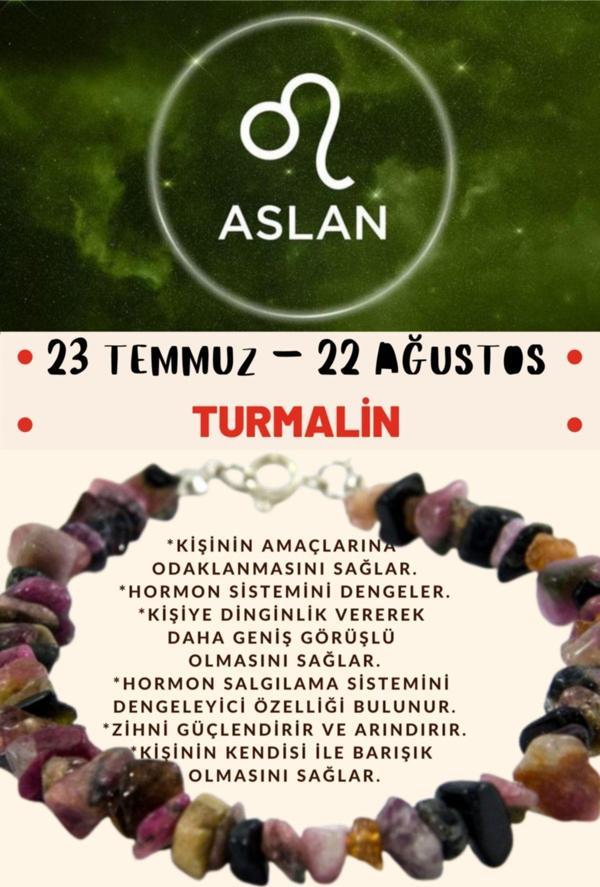 Sertifikalı Burç Taşı Aslan Burcu Turmalin Taşı Bileklik - Image 1