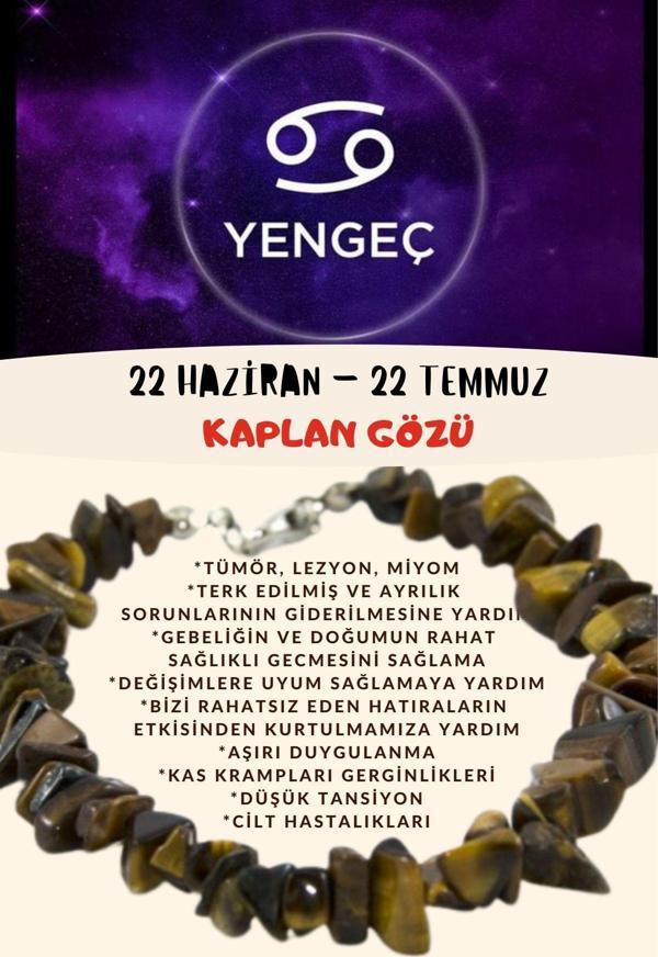 Sertifikalı Burç Taşı Yengeç Burcu Kaplan Gözü Taşı Bileklik - Image 1