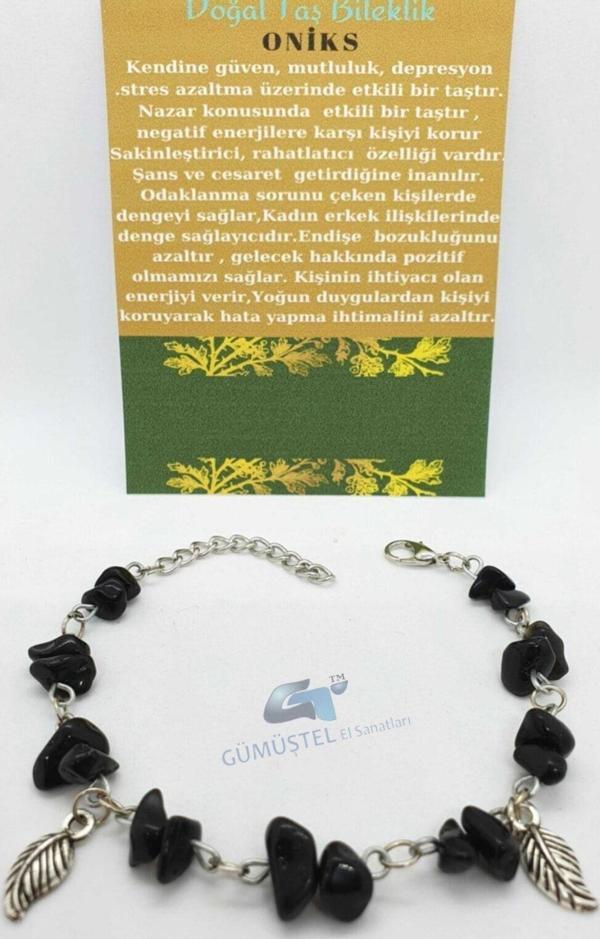 Sertifikalı Oniks Taşı Bileklik Orijinal Doğal Taş Tasarım Bileklik - Image 1