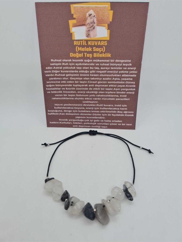 Sertifikalı Doğal Rutil Kuvars (MELEK SAÇI) Taşı Bileklik Orijinal Doğal Taş - Image 1