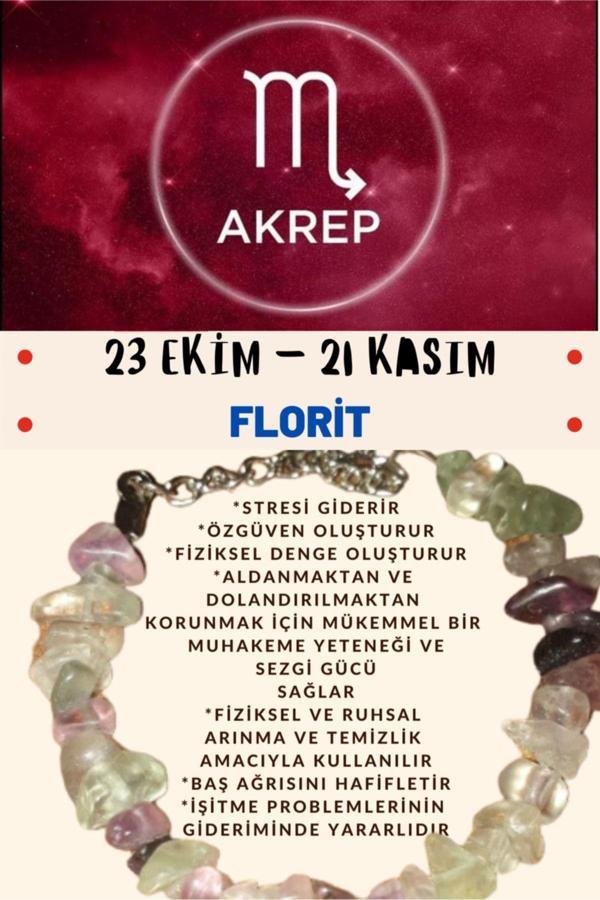 Sertifikalı Burç Taşı Akrep Burcu Florit Taşı Bileklik - Image 1