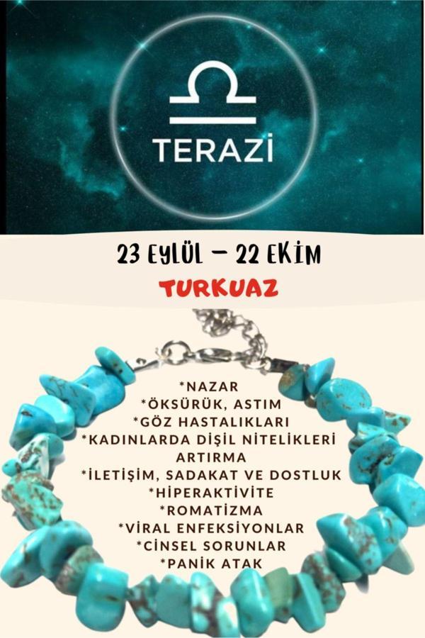 Sertifikalı Burç Taşı Terazi Burcu Turkuaz Taşı Bileklik - Image 1