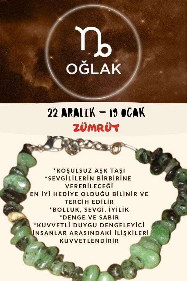 Sertifikalı Burç Taşı Oğlak Burcu Zümrüt Taşı Bileklik - Image 1