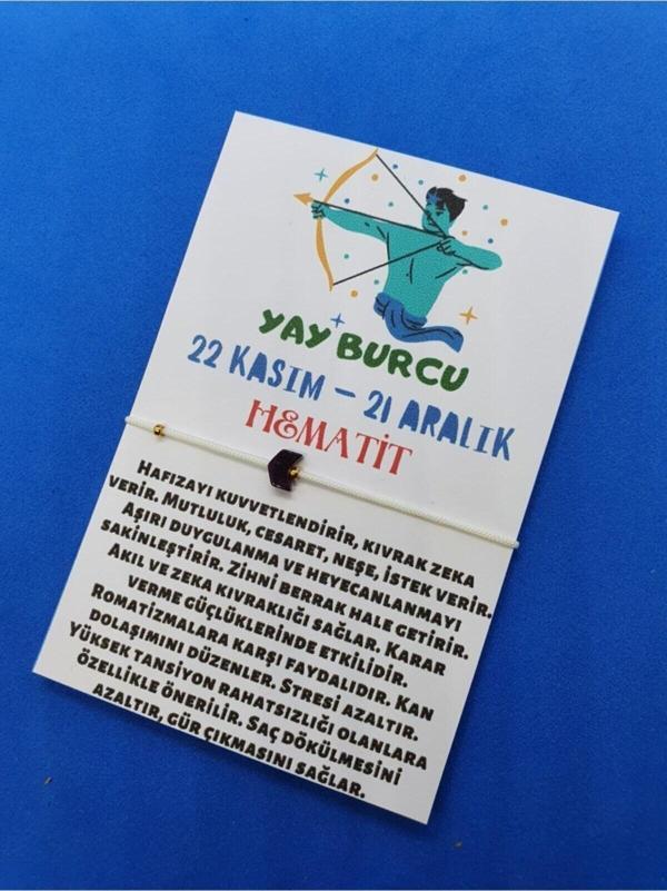 Sertifikalı Yay Burcu Hematit Taşı Doğal Taş Bileklik - Image 1