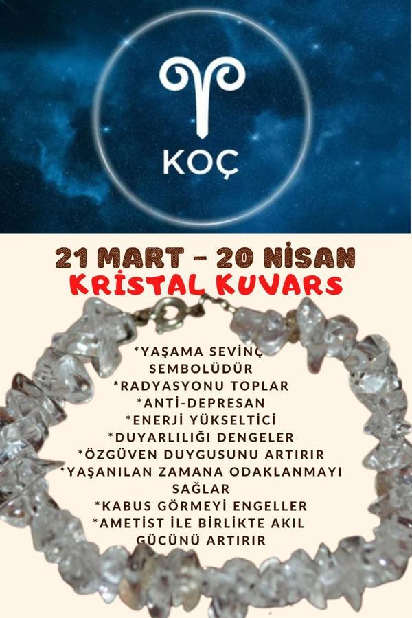 Sertifikalı Burç Taşı Koç Burcu Kristal Kuvars Bileklik - Image 1