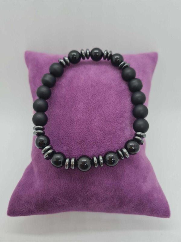 Sertifikalı Siyah Turmalin, Hematit, Oniks Doğal Taş Bileklik Tasarım - Image 1