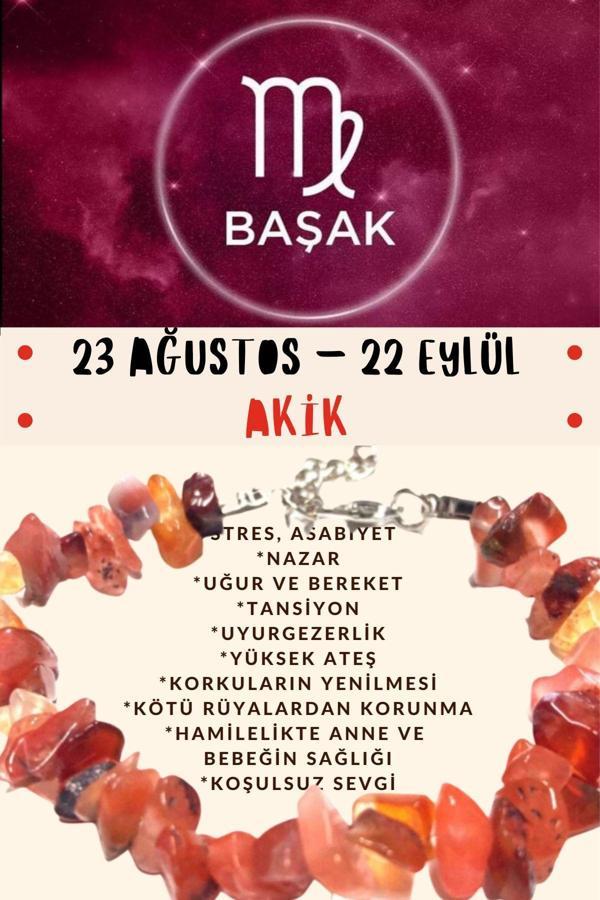 Sertifikalı Burç Taşı Başak Burcu Akik Taşı Bileklik - Image 1