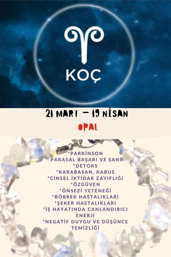 Sertifikalı Burç Taşı Koç Burcu Opal Taşı Bileklik - Image 1