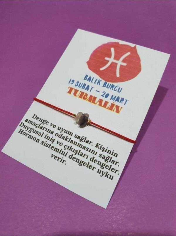 Sertifikalı Balık Burcu Turmalin Doğal Taşlı Ip Burç Bilekliği - Image 1