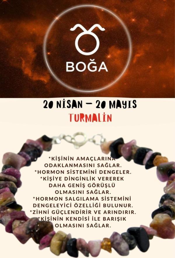 Sertifikalı Burç Taşı Boğa Burcu Turmalin Taşı Bileklik - Image 1