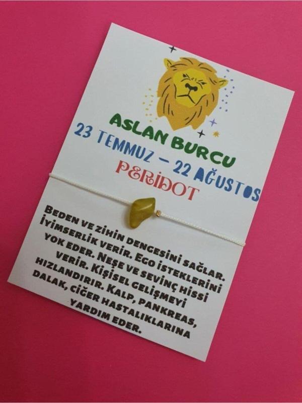 Sertifikalı Aslan Burcu Peridot Doğal Taşlı Ip Burç Bilekliği - Image 1