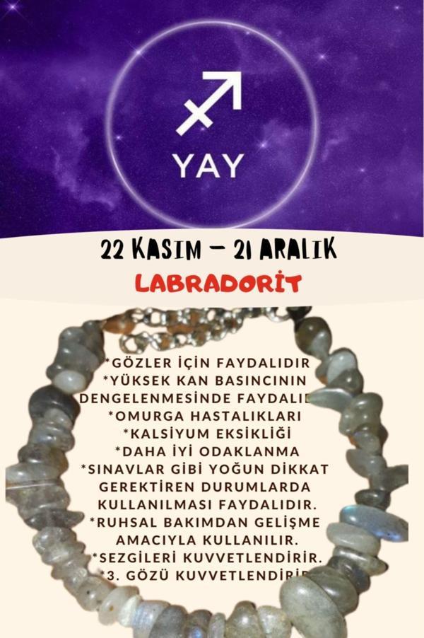 Sertifikalı Burç Taşı Yay Burcu Labradorit Taşı Bileklik - Image 1