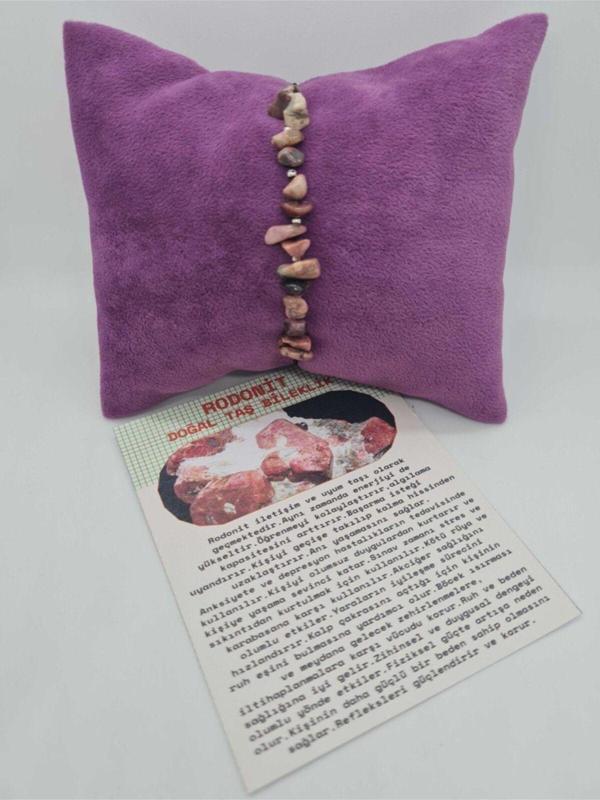 Sertifikalı Doğal Rodonit Taşı Bileklik Orijinal Doğal Taş - Image 1