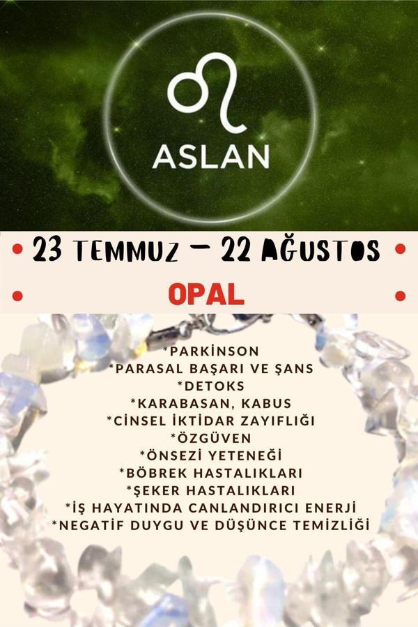 Sertifikalı Burç Taşı Aslan Burcu Opal Taşı Bileklik - Image 1